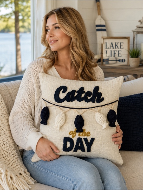 Shiraleah Other - Shiraleah Catch of the Day Coastal Throw Pillow NWT